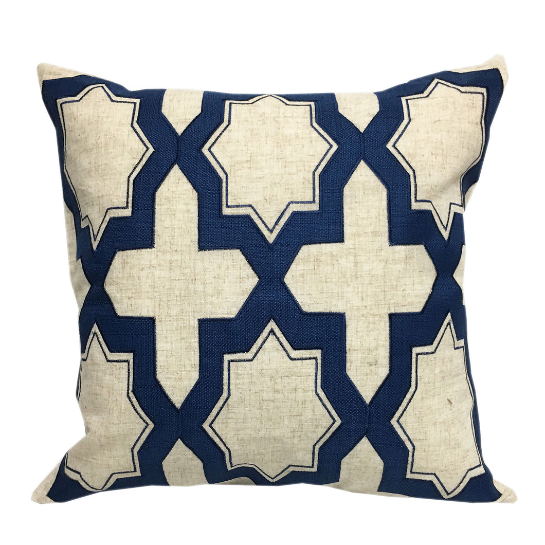 Geometric Print Poly Linen Chan Throw Pillow