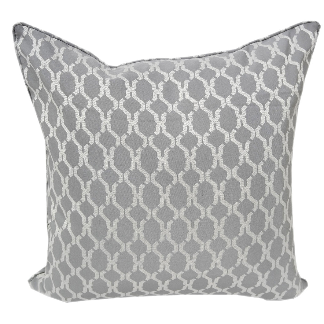 Jacquard Gray Catchy Silver Woven Geo Design line throw pillows