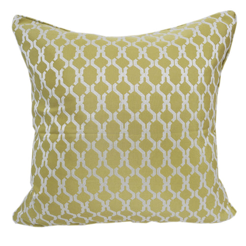 Jacquard Green Catchy Silver Woven Geo Design line throw pillows