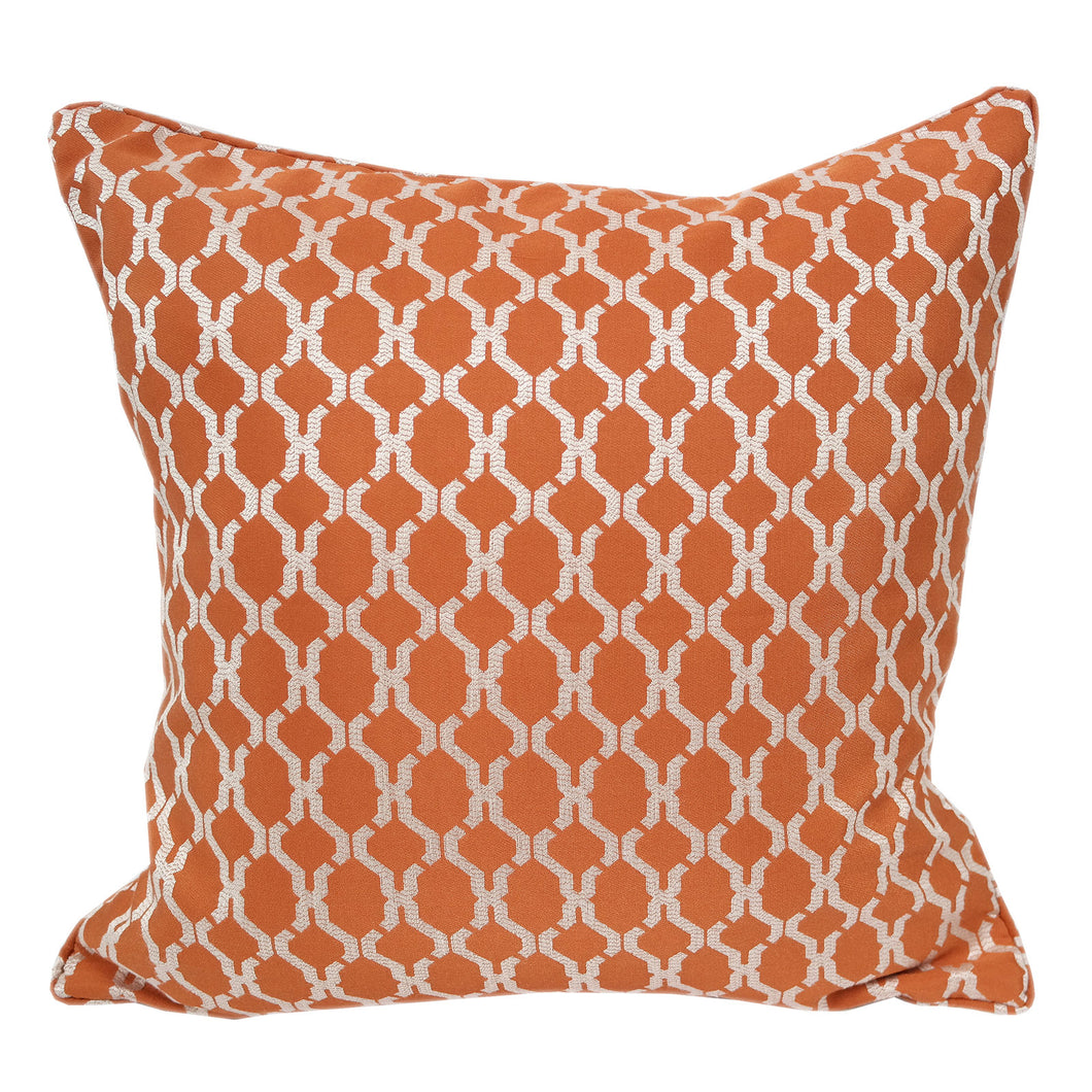 Jacquard Orange Catchy Silver Woven Geo Design line throw pillows