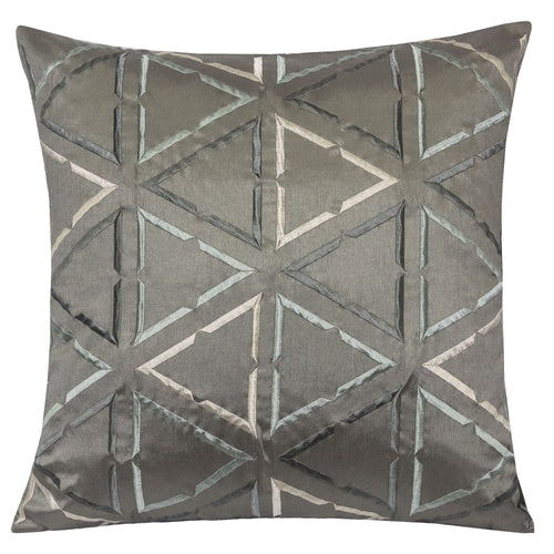 Poly Silk Pewter Embroidered Pillow