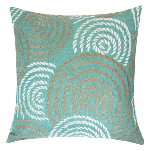 Embroidered Turquoise with Circle line Spray Throw Pillow