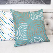 Embroidered Turquoise with Circle line Spray Throw Pillow