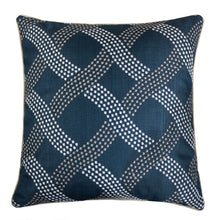 Embroidered Floral Navy Dotted Linen Poly Designer pillow