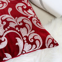 Silver Floral Embroidered  Poly Velvet Designer Pillow