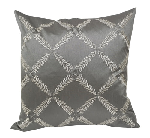 Poly Silk Pewter Cross Embroidered Pillow