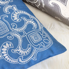 Embroidered Sapphire Blue Woven Alexandra Throw Pillow