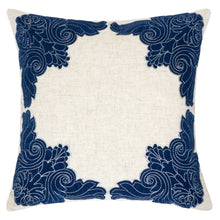 Applique Linen Poly Blue Sapphire Throw Pillow