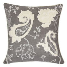 Appilque Gray Alexandra Throw Pillow with catchy white design throw pillow