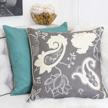 Appilque Gray Alexandra Throw Pillow with catchy white design throw pillow