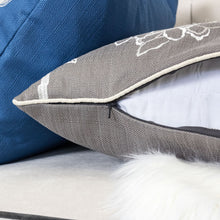 Appilque Gray Alexandra Throw Pillow with catchy white design throw pillow