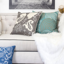 Appilque Gray Alexandra Throw Pillow with catchy white design throw pillow