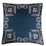 Embroidered Floral Navy Linen Poly Designer pillow