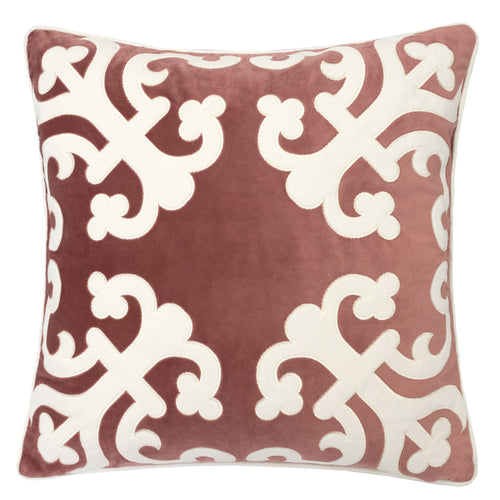 Applique Poly Velvet Blush with Beautiful Corners Designer Throw Pillows