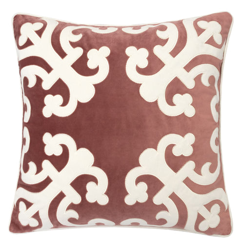 Applique Poly Velvet Blush with Beautiful Corners Designer Throw Pillows