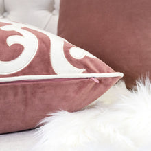 Applique Poly Velvet Blush with Beautiful Corners Designer Throw Pillows