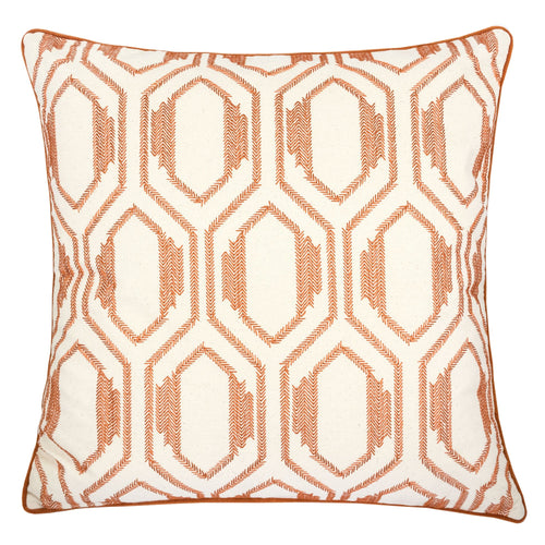 Embroidered Linen Orange Designer pillow 100% Cotton