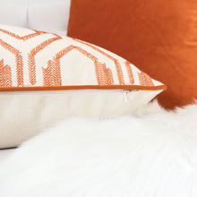 Embroidered Linen Orange Designer pillow 100% Cotton