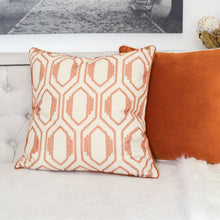 Embroidered Linen Orange Designer pillow 100% Cotton