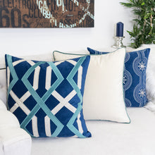 Velvet Indigio with geometric Applique design  Pillow