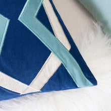 Velvet Indigio with geometric Applique design  Pillow