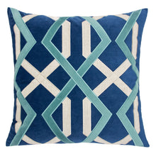 Velvet Indigio with geometric Applique design  Pillow