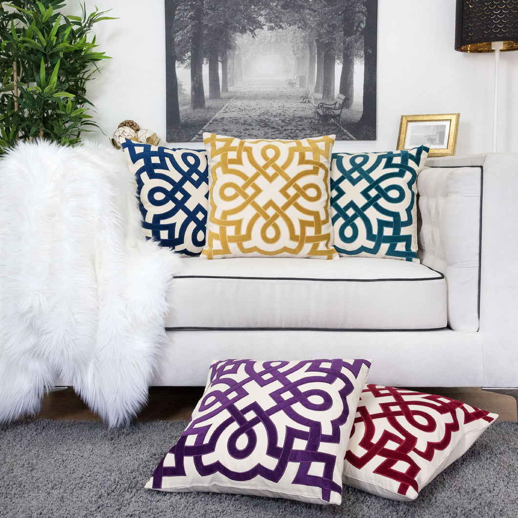 Appliqued Cotton Throw Pillow