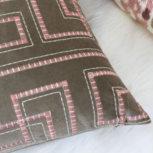 Embroidered Blush Velvet with Pink line Designer Pillow