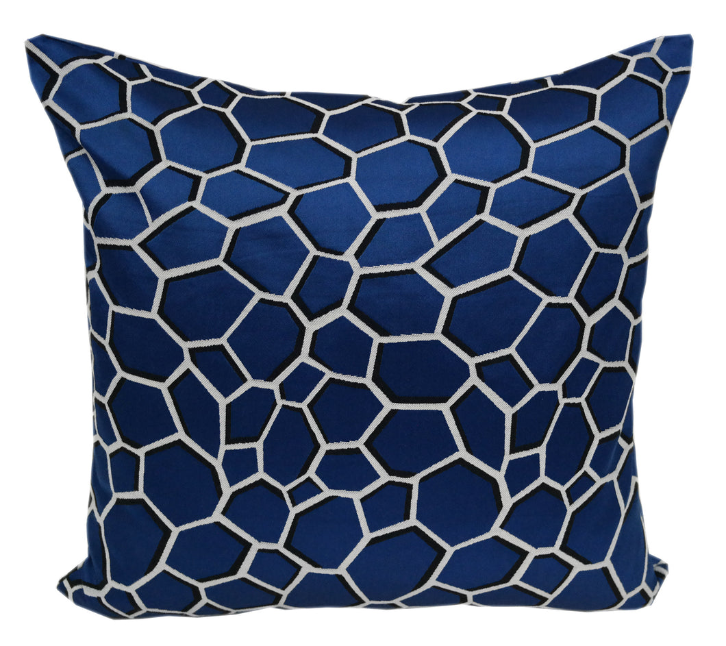 Satin Poly Geometric Pillow in Blue 20x20 - Home Accent Pillows