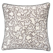 Cut Velvet Gray Unique White floral  Designer Throw Pillow