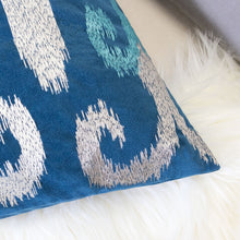 Velvet Indigo with with silver and splash of teal Embroidered  design  pillow