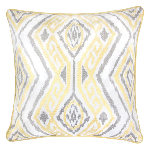 Embroidered Yellow Spring Throw Pillow