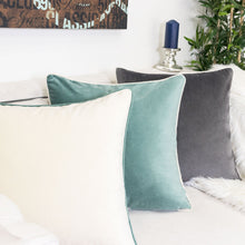 Velvet Solid Throw Pillow with Piping
