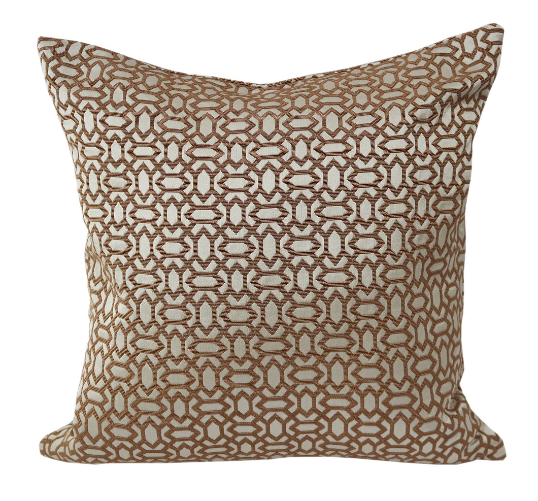 Satin Poly Geometric Gold  and Copper Pillow 20x20 - Home Accent Pillows