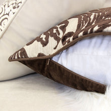 Cut Velvet Mocha with Classy Elegant Floral Design throw pillow
