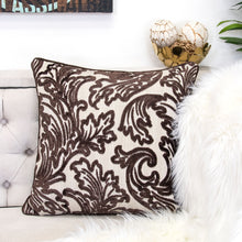 Cut Velvet Mocha with Classy Elegant Floral Design throw pillow