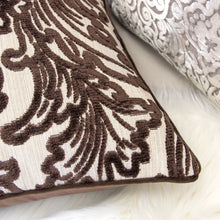 Cut Velvet Mocha with Classy Elegant Floral Design throw pillow