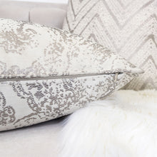 Woven Cream with Gray Floral Paisley texture Design Throw Pillow