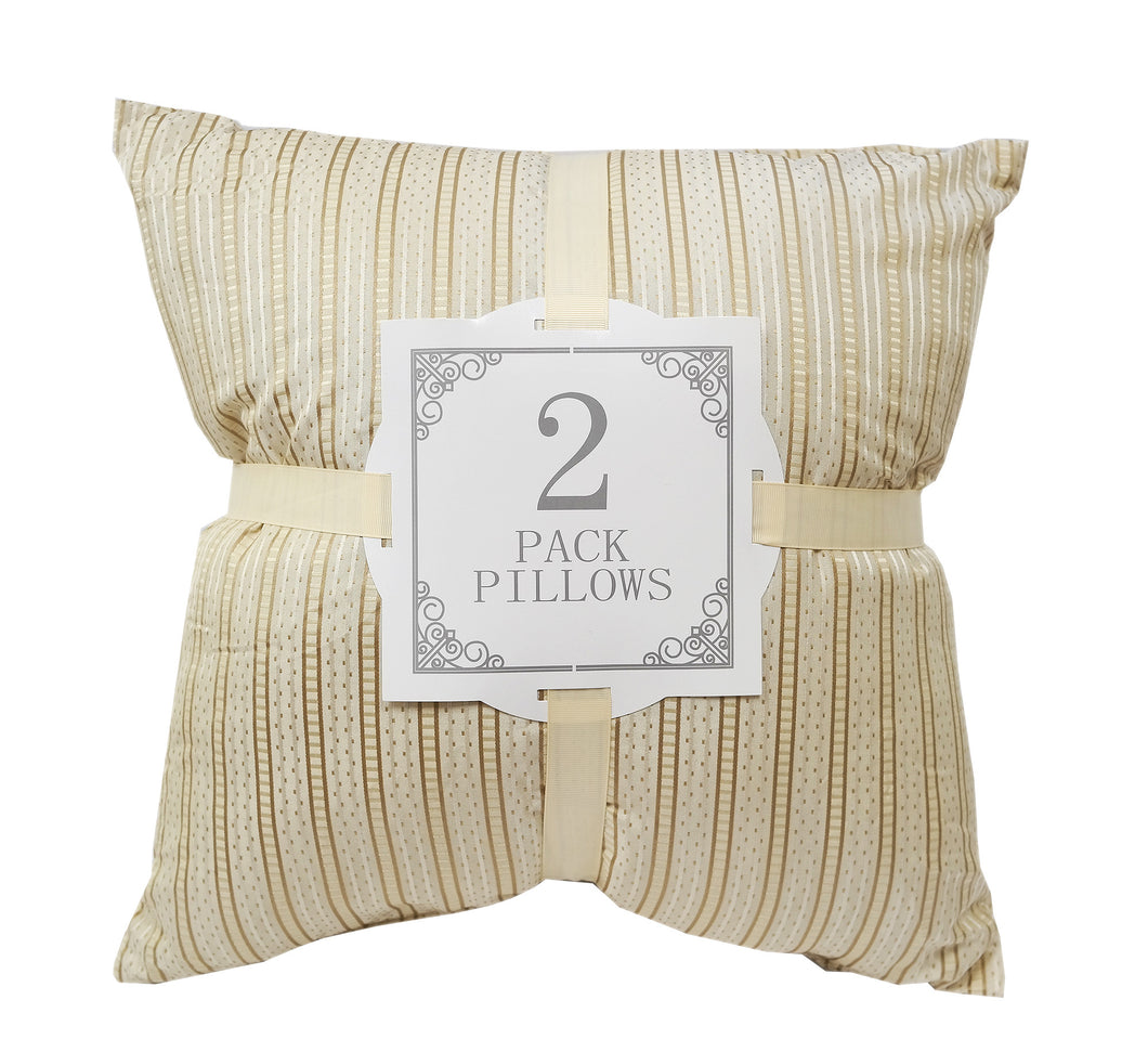 Satin Poly Gold Striped 2 Pack Throw Pillows 18x18 - Home Accent Pillows