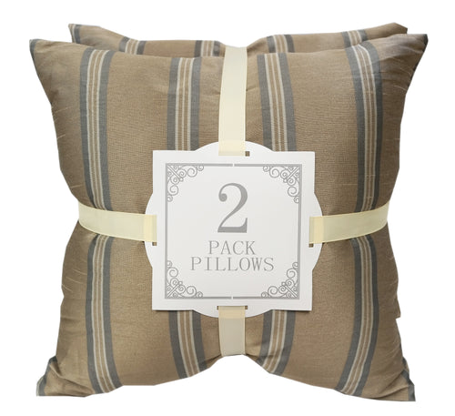 Metallic Stripped 2 Pack Throw Pillows 18x18 - Home Accent Pillows