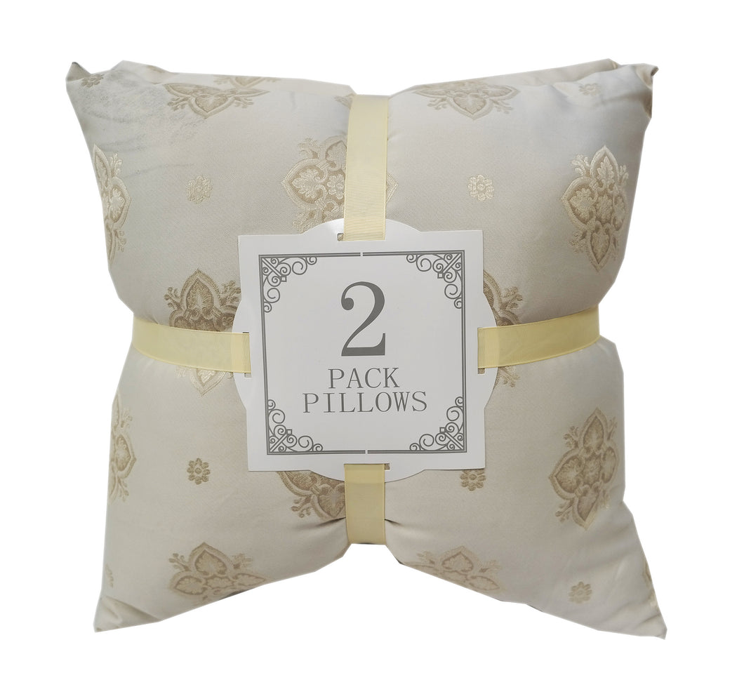 Elegant Satin Poly Champagne and Gold 2 Pack Throw Pillows 18x18 - Home Accent Pillows