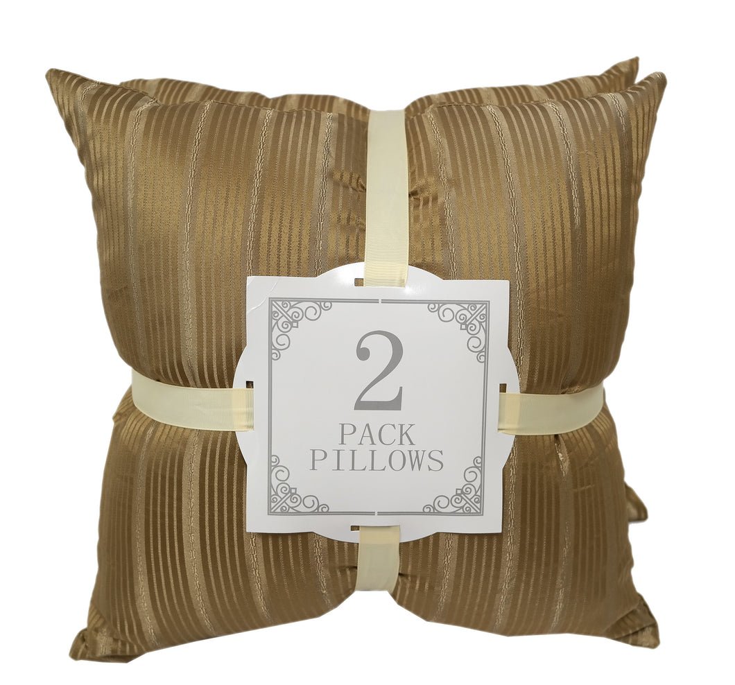 Satin Poly Gold Stripped 2 Pack Throw Pillows 18x18 - Home Accent Pillows