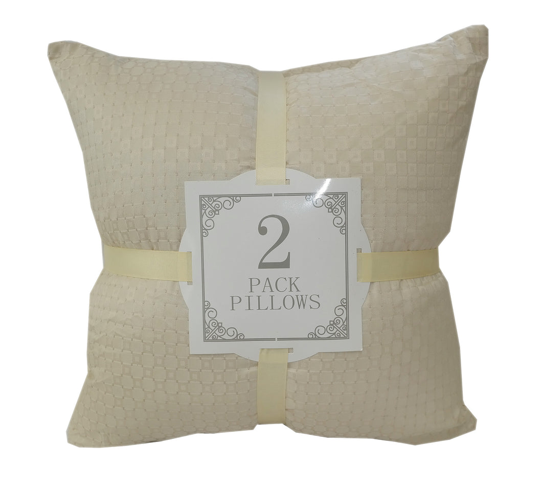 Satin Poly Champagne 2 Pack Jacquard Throw Pillows 18x18 - Home Accent Pillows