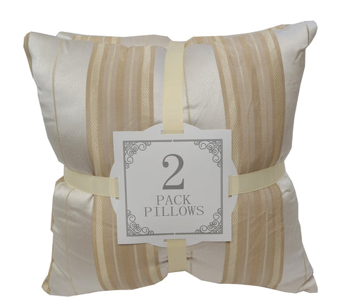 Satin Poly Gold Striped 2 Pack Throw Pillows 18x18 - Home Accent Pillows