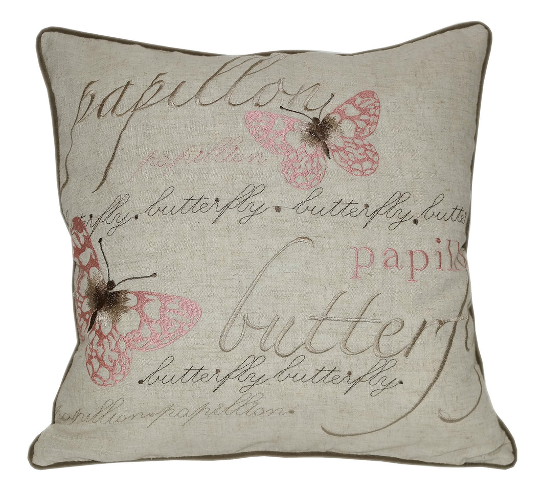 Irenee Embroidered Shabby Elegance Throw Pillow