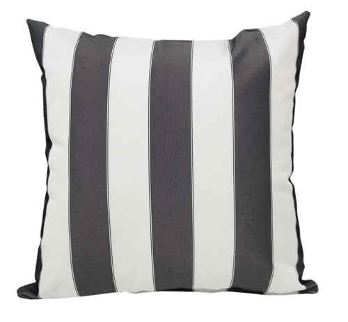 Outdoor Striped Black and White Throw Pillow