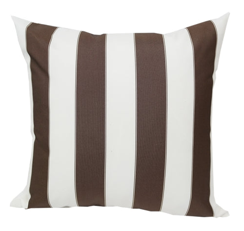 Outdoor Striped Brown and White Throw Pillow