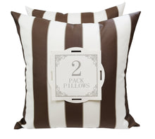 Outdoor Striped Brown and White Throw Pillow