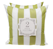 Outdoor Striped Lime and White Throw Pillow