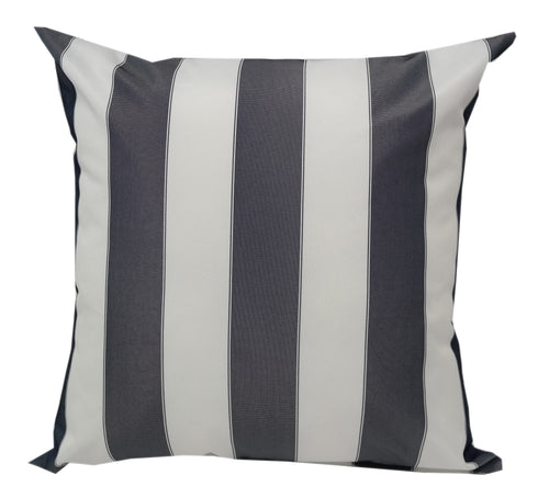 Outdoor Striped Outdoor Navy and White Throw Pillow